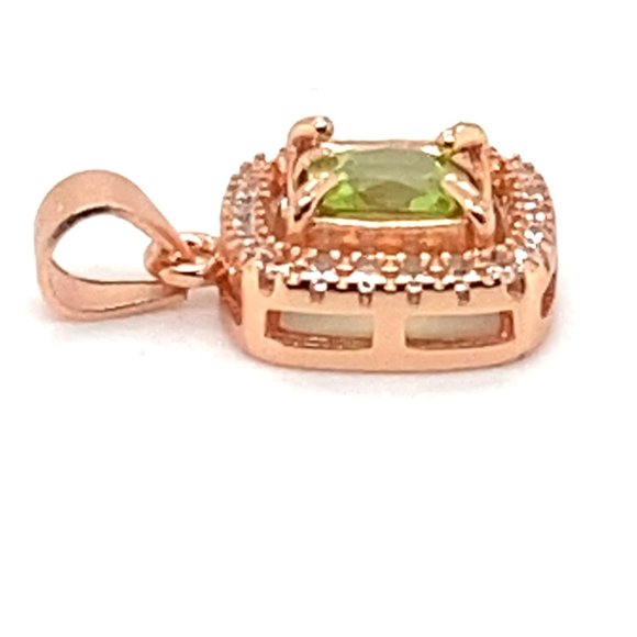 Peridot .70ct Rose Gold Finish Silver Pendant - Picture 6 of 7